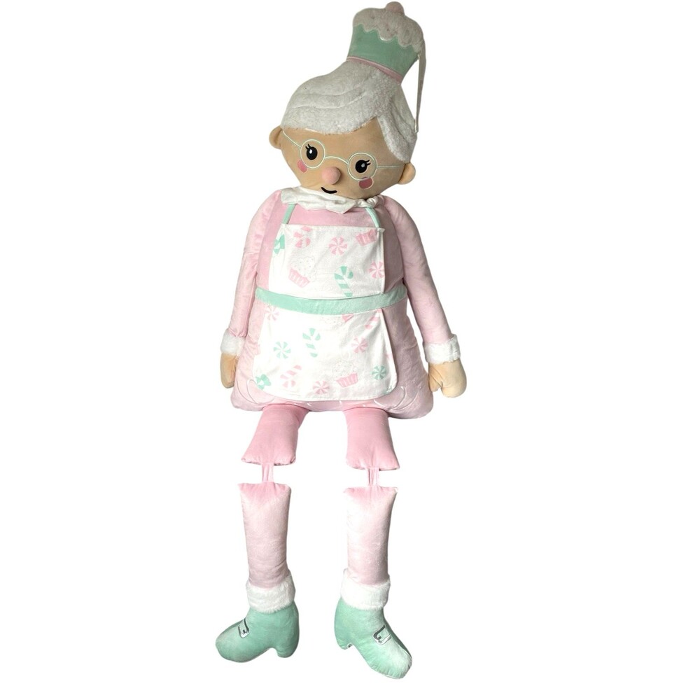 55" Giant Mrs Claus Plush Christmas Decoration Candy Cane Apron Holiday